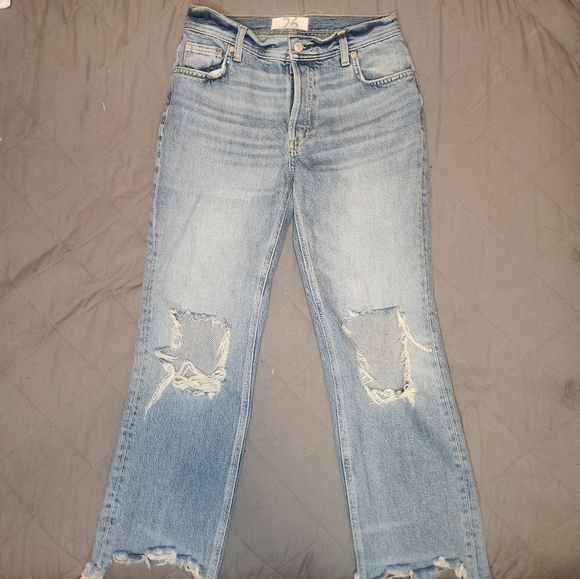 We The Free Denim - Free People We The Free Distressed Ripped Blue Jeans Light Wash Womens Size 26